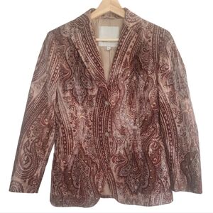 Henry Cottons Paisley Brown Two Button Blazer Jacket 4